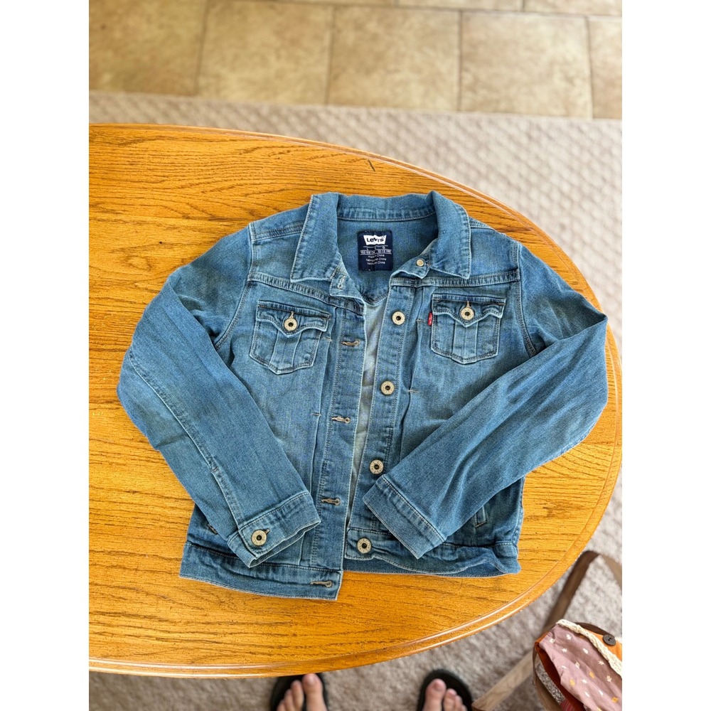 Levis Kids Denim Trucker Jacket Medium Wash Blue Jean Jacket Large 12-13 YRS
